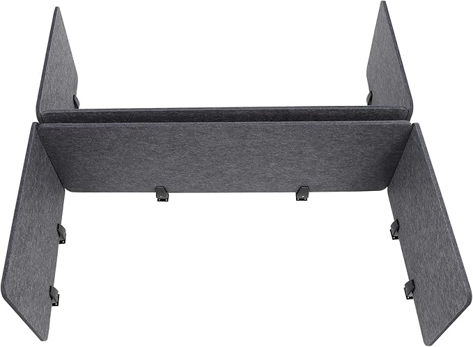 ReFocus Raw Clamp-On Acoustic Desk Divider Mounted Privacy Panel Set – Reduce Noise & Visual Distractions for Office, Study (Anthracite Gray, 2× Long (47.25"×16") + 4× Short (23.6"×16"))