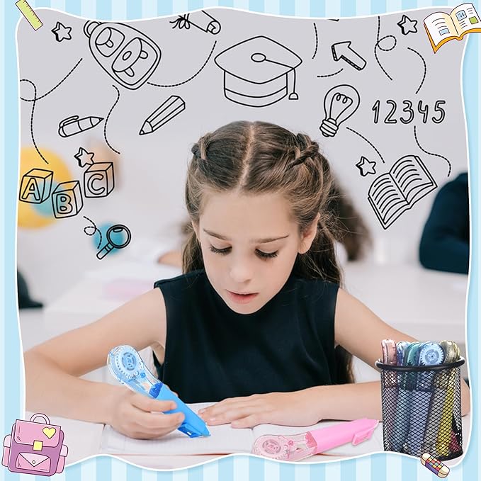 auroray 9 Pack Correction Tape Pens 1/5" X 236", 9 Color Correction Tape Comfortable Pen Shape Correction Pen Easy to Use Applicator for Instant Correction Students School Office Supplies