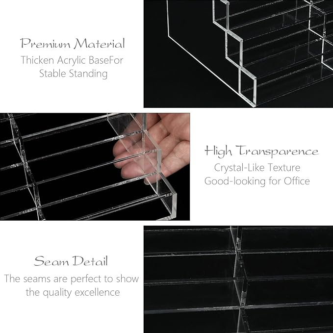 Vevitts Acrylic Business Card Holder for Desk Multiple Business Card Holders 28 Slot 7 Tier Large Business Card Organizer Business Card Display Rack Clear Plastic Business Card Stand for Home Office