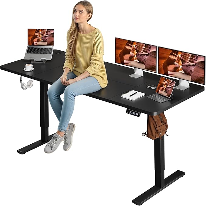 FitStand Adjustable Standing Desk, Large 79x31 Inches Standing Desk with Cable Management, Home Office Computer Desk with Memory Preset & Charging USB Port & Sedentary Reminder