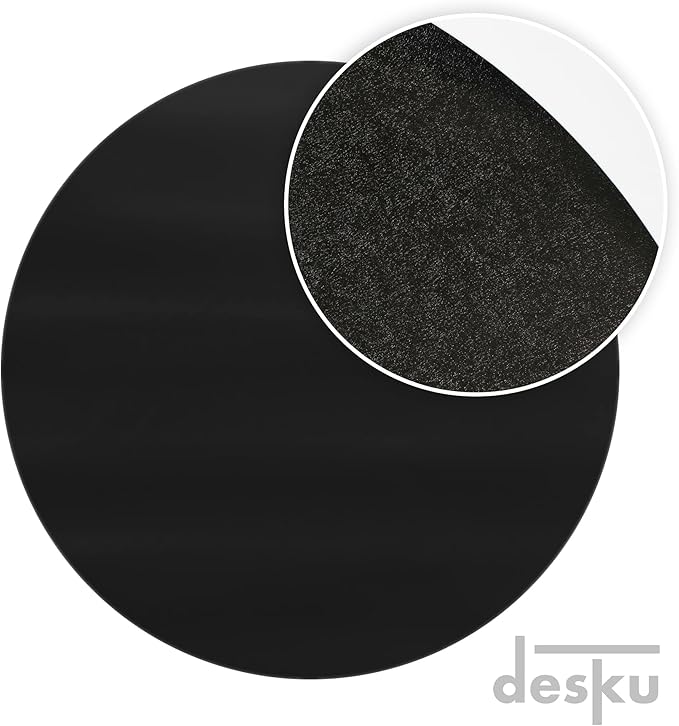 DESKU - Circle Gaming Chair Mat, Computer and Office Chair Mat for Hard Floors, Black, 46 Inches, Made in The USA