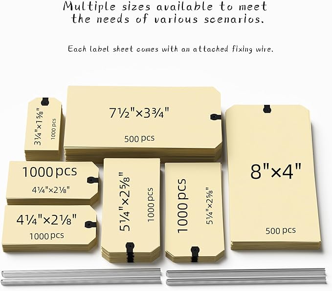 INNOVART Shipping Tags - Double Wired 3 1/4" x 1 5/8", Manila Wire Tags with Reinforced Eyelet, Case of 1000