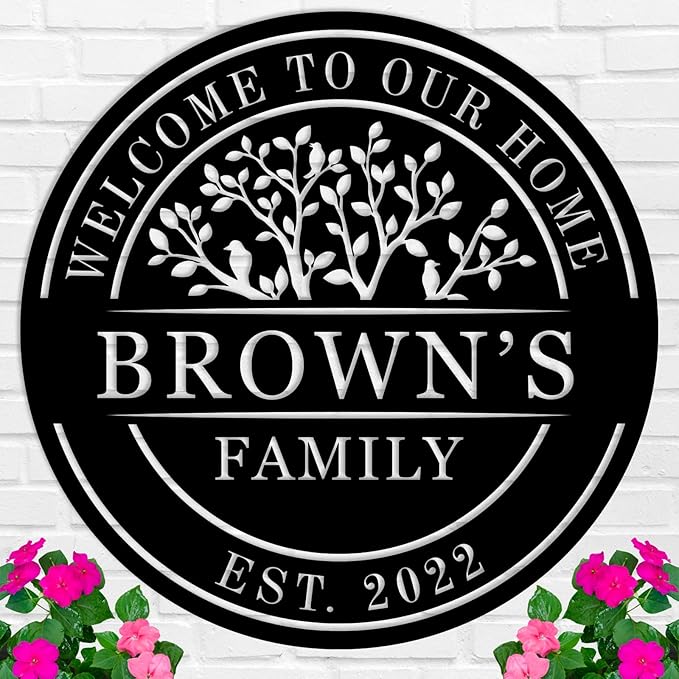 Welcome to Our Home Metal Sign, Personalized Family Name Tree of Life Sign, Custom Tree of Life Name Sign, Custom Welcome Door Sign, Metal Welcome Signs, Door Hanger, Housewarming Gift