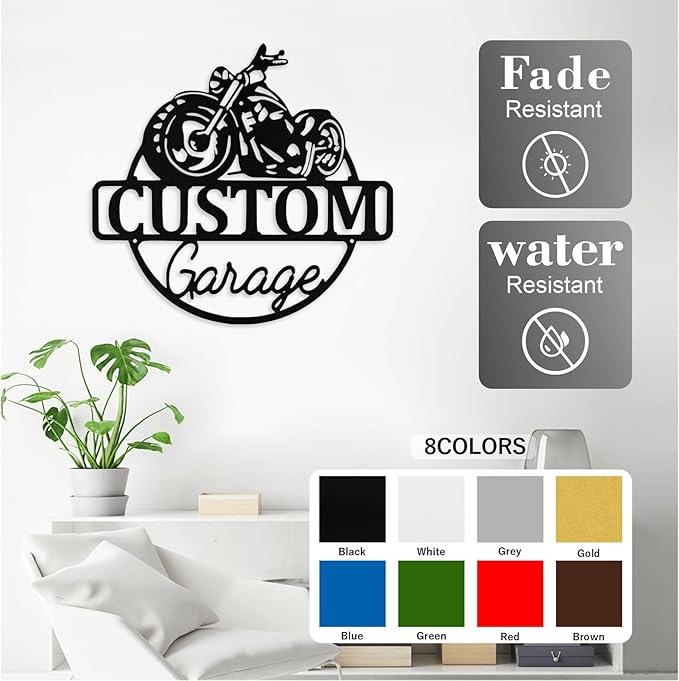 Custom Motorcycle Metal Signs Personalized Biker Name Sign Custom Garage Decor Motorbikes Wall Art Decor Motorcycle Sign Men Room Decorate Gifts for Men Husband Rider