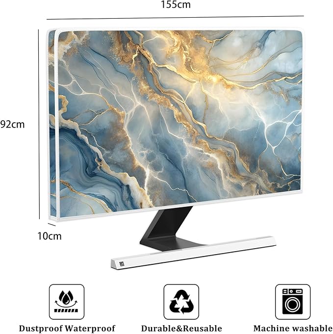 Baocicco Gold Blue Waterproof Screen TV Cover 65 Inch Modern Full Body Covers for Television Screen Panel Case TV Sleeve Compatible with Television LCD LED PC, Desktop and Home TV