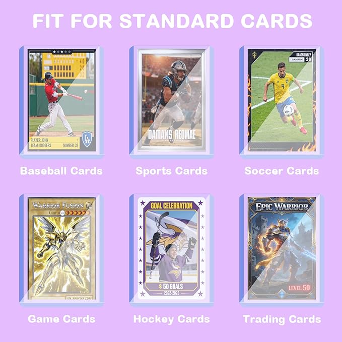 50ct 3"X4" Card Sleeves Hard Plastic - 180pt Hard Card Sleeve, Baseball Card Protectors Hard Plastic, Premium Card Sleeves for Trading Cards, Hard Card Holder for Sports Baseball Football Game Cards
