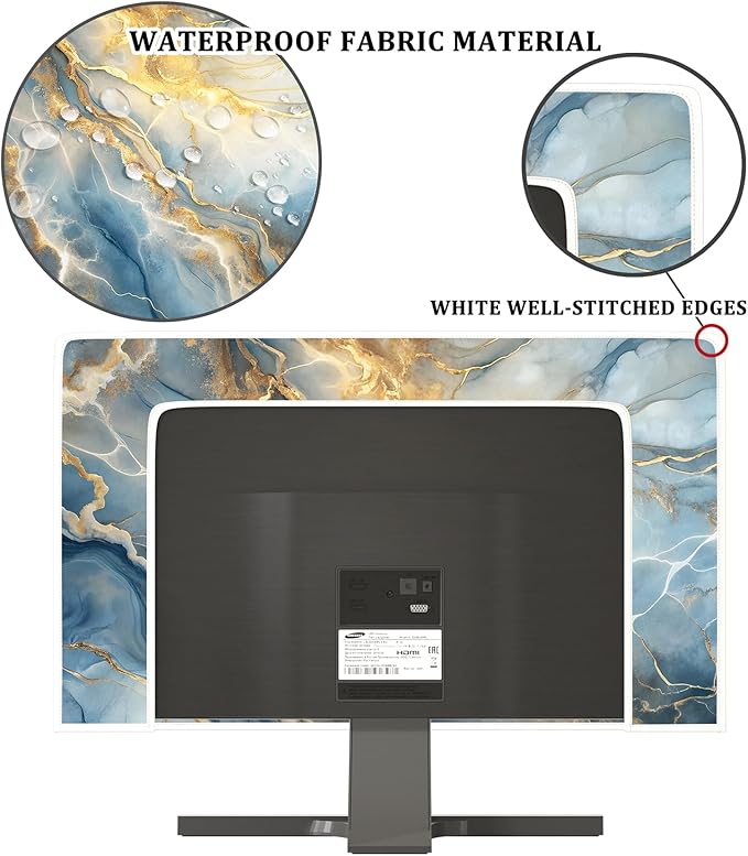 Baocicco Gold Blue Waterproof Screen TV Cover 65 Inch Modern Full Body Covers for Television Screen Panel Case TV Sleeve Compatible with Television LCD LED PC, Desktop and Home TV