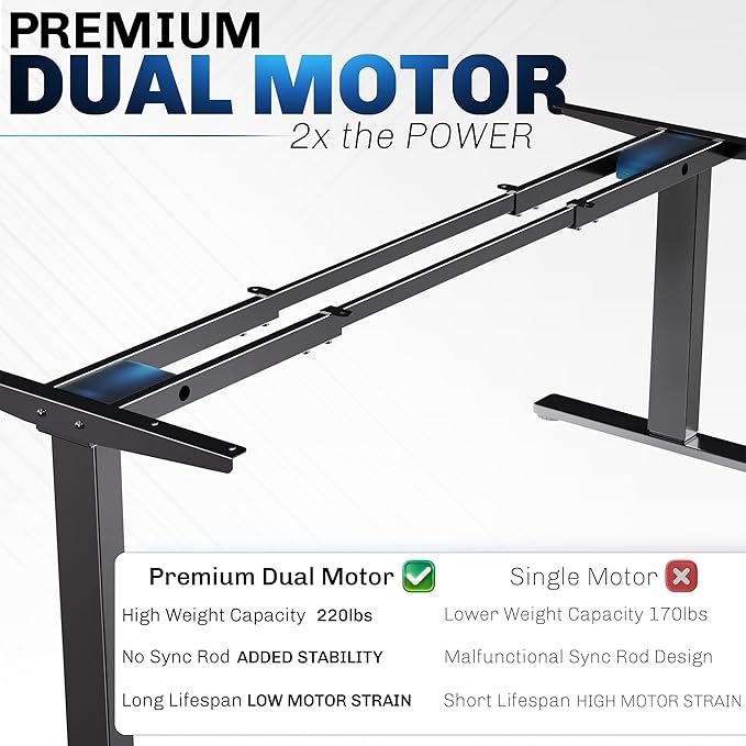 VIVO Electric Dual Motor Stand Up Desk Frame for 40 to 85 inch Table Tops, Frame Only, 3 Stage Height Adjustable DIY Workstation with Memory Controller, Black, DESK-V103E