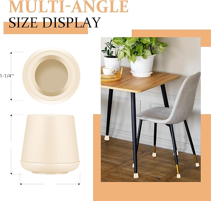 1-1/4" Round Rubber Chair Leg Tips Caps, Chair Leg Floor Protectors Furniture Legs Caps Non Slip Reduce Noise for Hardwood Floors - White, 16 Pack