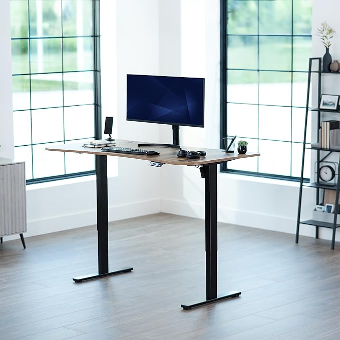 VIVO Electric 63 x 32 in Standing Desk, Memory Height Adjustment, 1B Series, Holds 220 lbs, Reclaimed Wood Top Black Frame, DESK-KIT-1B1P