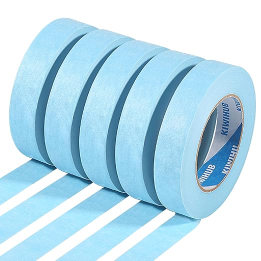 KIWIHUB Light Blue Painters Tape,1 inch x 60 Yards x 5 Rolls (300 Yards Total) - Medium Adhesive Masking Tape for Painting,Labeling,DIY Crafting,Decoration and School Projects