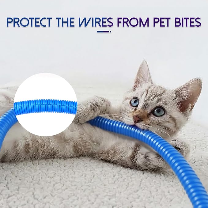 Split Wire Loom Tubing, 10,25ft Cord Protectors from Pets No Chew, Flexible Wire Covers Cord Protectors, Protective Split Cable Sleeve for Automotive Home Industrial Wires(Blue, 0.51inch-25ft)