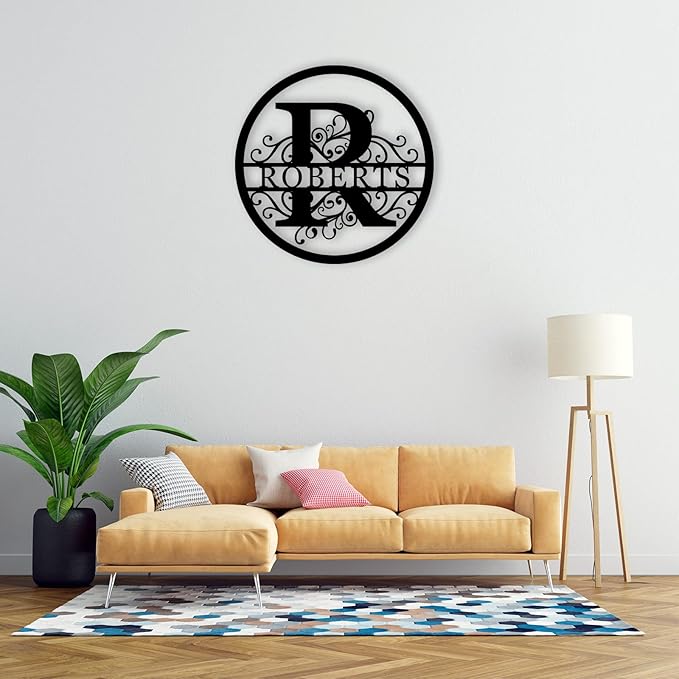 Personalized Last Name Sign, Personalized Monogram Wall Decor Personalized Metal Sign Custom Last Name Sign, Custom Metal Signs Personalized Home Decor Established Split Letter Name Monogram Signs