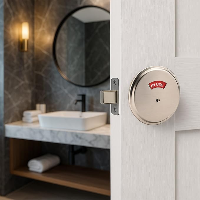in-Use Vacant Commercial Bathroom Door Lock with Occupied Vacant Door Sign. Privacy Deadbolt with Occupancy Indicator. Privacy Indicator Bolt for Restroom, Meeting Room, Fitting Room- 1pc.