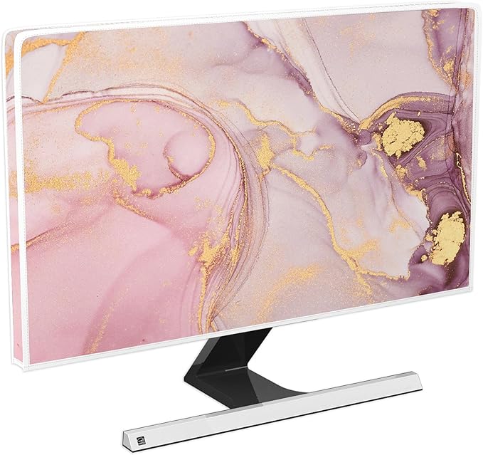 Baocicco Pink Gold Marble Waterproof Screen TV Cover 55 Inch Decorative Modern Television Cover for Home TV Screen Texture Dust Proof Monitor Covers for Television Screen LED LCD OLED TVs