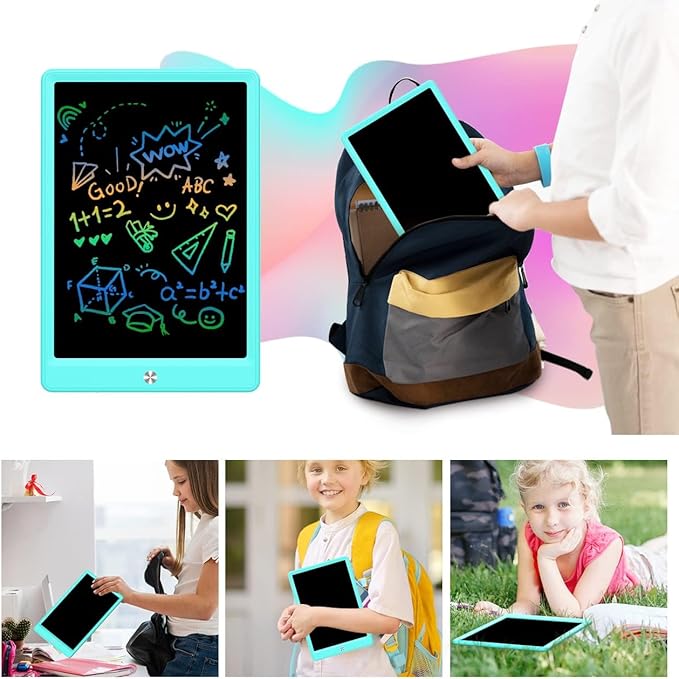 BUKEBU LCD Writing Tablet Doodle Board, Colorful Drawing Pad, Electronic Drawing Tablet, Drawing Pads,Travel Gifts for Kids Ages 3 4 5 6 7 8 Year Old Girls Boys (10.5 inch, Blue&Orange)