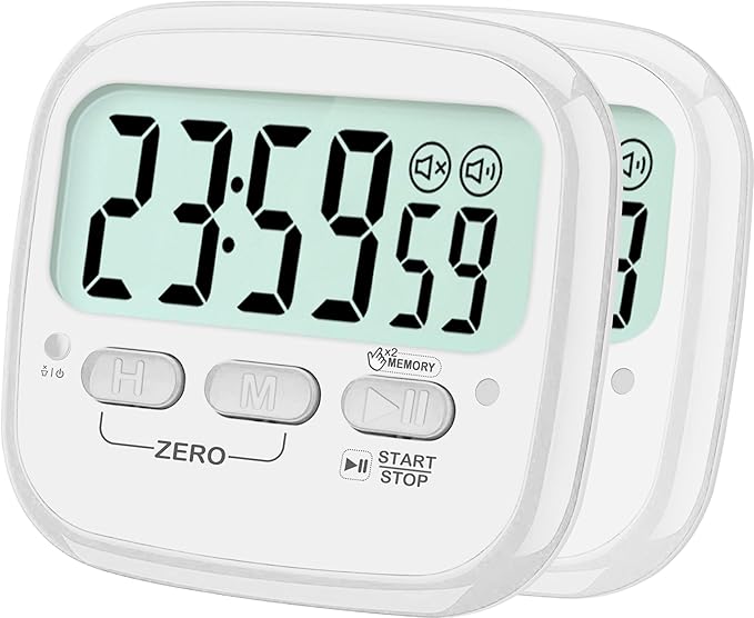AyayaBoss 2-Pack Magnetic Kitchen Timers for Cooking, Digital Stop Watch Countdown Timer for Kids, Teachers, Classroom, Office, Exercise - Battery Included