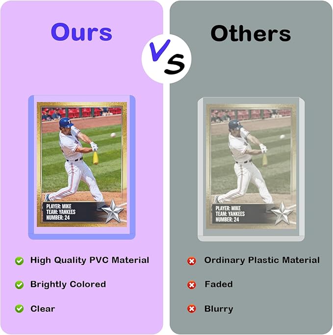 50ct 3"X4" Card Sleeves Hard Plastic - 180pt Hard Card Sleeve, Baseball Card Protectors Hard Plastic, Premium Card Sleeves for Trading Cards, Hard Card Holder for Sports Baseball Football Game Cards