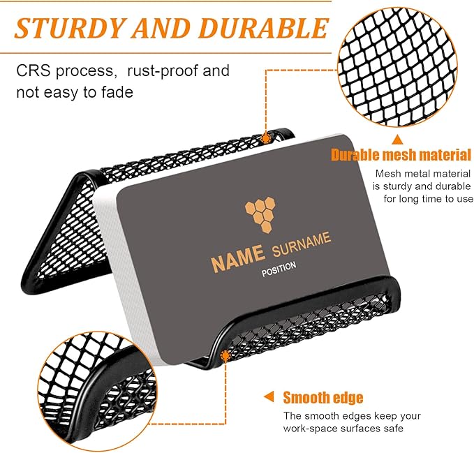 EMOMAS Business Card Holder for Desk, Office Desktop Business Card Display Holder, Mesh Business Card Holder, Desk Accessories for Women and Men,Black ( 6 Pack )
