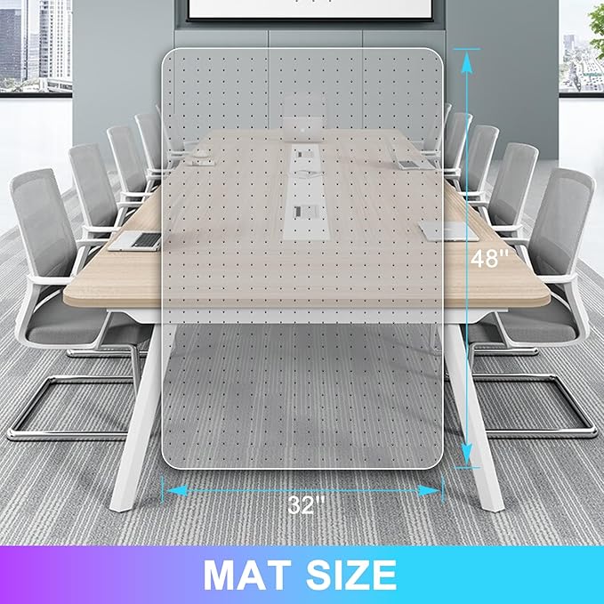 Vicwe Office Chair Mat for Carpet, 32''x 48'' Computer Desk Chair Mat for Carpeted Floors, Easy Rolling Hard Mat for Office Chair on Carpets, Anti-Slip Carpet Protector Mat Clear,Ship Flat