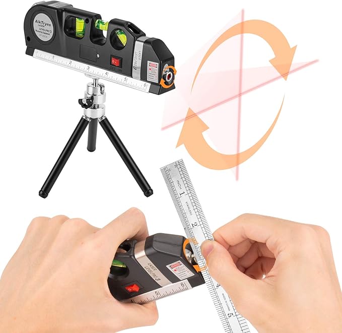 Laser Level Tool Multipurpose Laser Level Line Laser Kit With triangle bracket for Picture Hanging, cabinets Walls by AikTryee