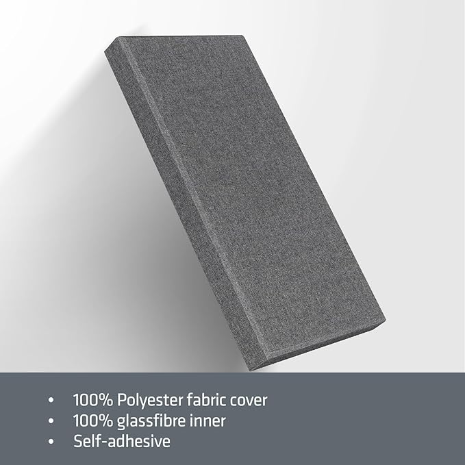 23.62" X 11.81" X 2" Fiberglass Wall Panel, 4 Pack Acoustic Panels, Acoustic Panels Sound Absorbing for Office, Studio, Home Theatre - Heather Grey