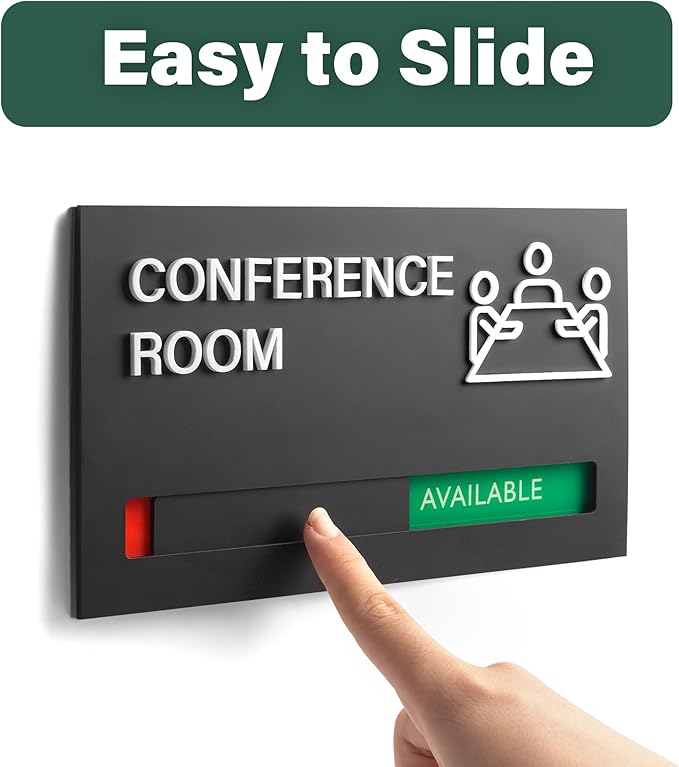 Noah Baby ""9x5 Privacy Slider Sign - In Use/Available for Mother's Rooms, Conferences, Wellness Areas | Office & Hospital Door Indicator"", Black