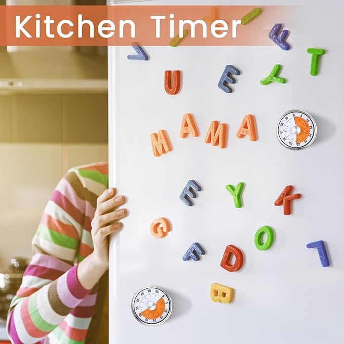 6 Pcs 60 Minute Visual Kitchen Timer Small Classroom Timers with Loud Alarm Stainless Steel Mechanical Timers for Classroom Desk Teaching Chef Countdown Egg Baking Office Cooking(White)