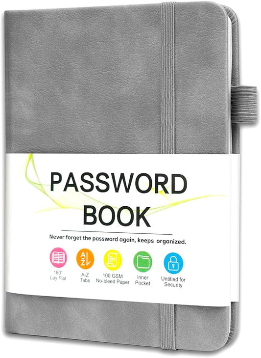 MOSA BEAR Password Keeper Book with Alphabetical Tabs，4.3"x5.7" Small Password Books for Seniors Password Notebook for Internet Website Address Log in Detail(Grey) [Unknown_Binding]