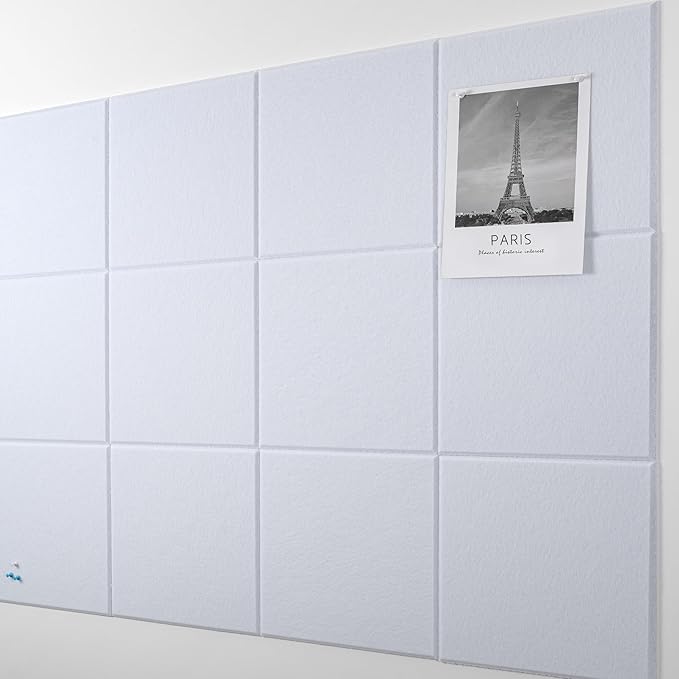 AKTOP White Cork Bulletin Board 47"x35", 12 Pack Removable Felt Cork Board Tiles for Wall, Large 48 x 36 Bulletin Board Notice Pin Board for Office, School & Home, 48 Safe Adhesive Tabs, 20 Push Pins