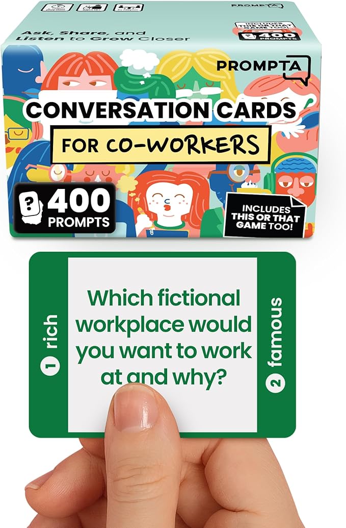 400 Conversation Cards for Coworkers – Two Fun Teambuilding Games for Work – 2.5" x 1.75" Icebreaker Question Cards to Get to Know Your Colleagues and Improve Team Dynamics