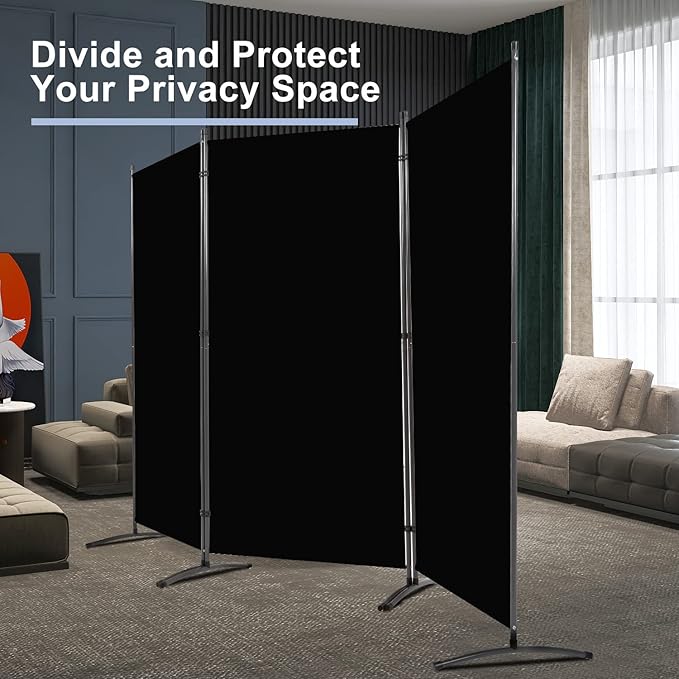 Room Divider 6FT Folding Privacy Screens, 3 Panel Partition Room Dividers w/Freestanding Design, Portable Wall Divider for Room Separtation, Fabric Screen Panel for Home Office Bedroom Dorm