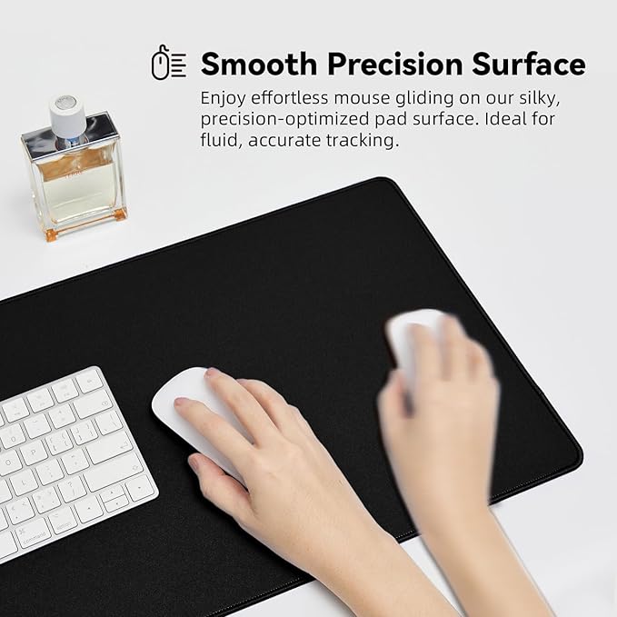 Reniteco Waterproof Large Gaming Mouse Pad with Durable Stitched Edges, Non-Slip Rubber Base, Grainy Jacquard Mouse Mat Desk Pad for Home Office Gaming, 27.6"x11.8"x0.12", Matte Black