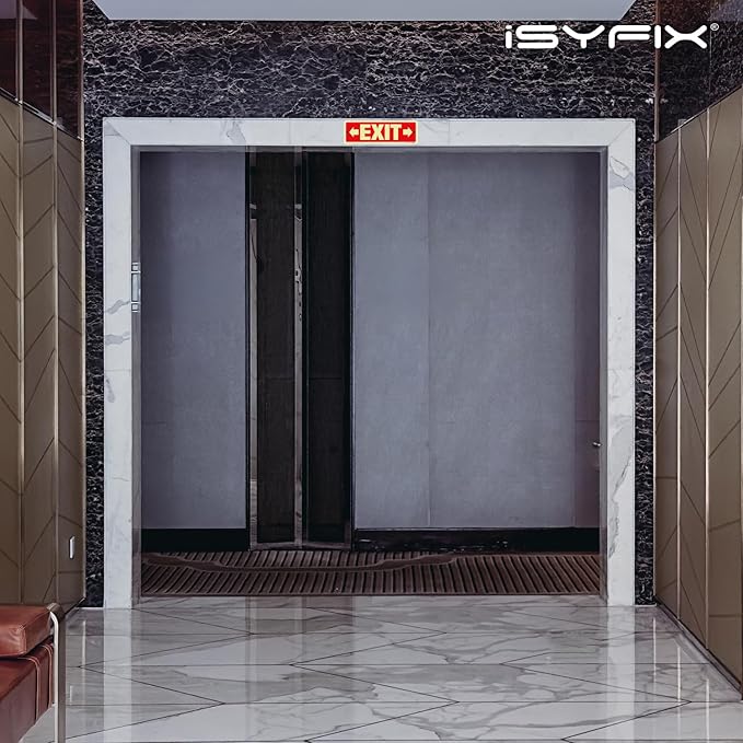 iSYFIX Exit Signs with Directional Right & Left Arrow, Glow in the Dark, Photoluminescent Aluminum 12x4 Inch - 12 Pack, Laminated for UV & Weather Resistance, Ideal for Offices, Schools, Theaters & More
