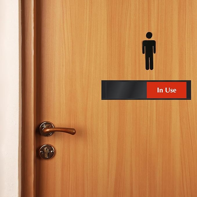 SmartSign Privacy Signs Vacant In Use Slider Door Sign for Home Bathroom Office Restroom Conference Hotel Hospital | 2.25" x 10" Plastic Black Color, Made in USA