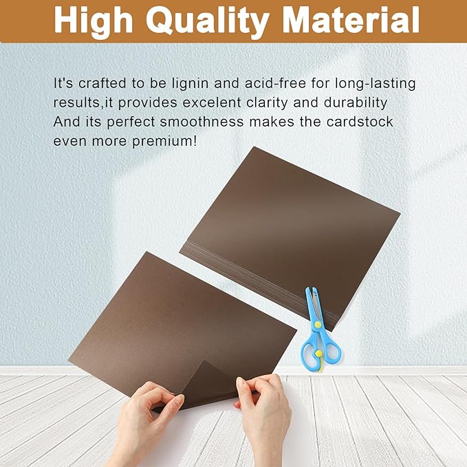 Silunkia 40 Sheets Coffee Shimmer Cardstock 8.5 x 11 Crafts Paper, 75lb Thick Dark Brown Card Stock for DIY Cards, Greeting Cards,Wedding Invitations, Birthday