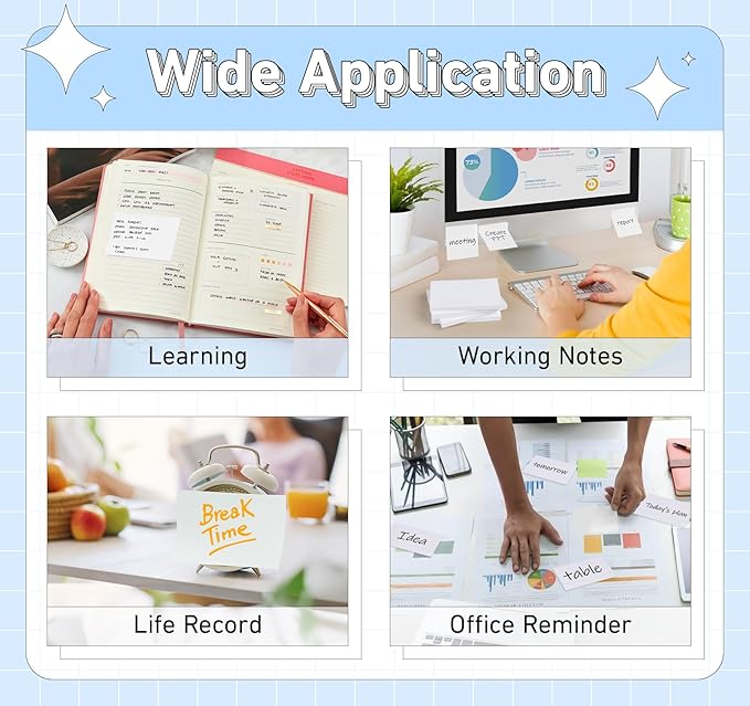 White Sticky Notes 3 x 5 in,10 Pads Large Notepads,100 Sheets/Pad Sticky Note Pads,1000 Sheets in Total Long Memo Pads,Super Sticky Pads for Office, School, Home,Meeting,Notebook Monitors Wall