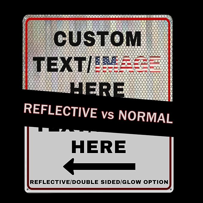 Custom Sign Outdoor Metal Large, Left or Right Arrow, 20''x15'' Glow in the Dark/Reflective Option, Personalized Address Plaque, Customize for Business Logo, Office, Home, Yard