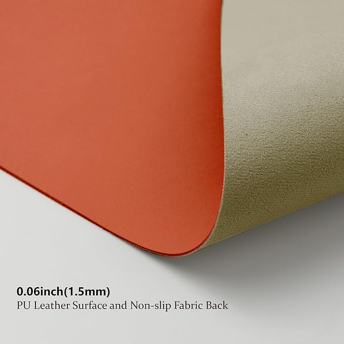 Leather Desk Mat - Non-Slip PU Pad for Office and Home - Organization Accessory - Ideal for Large Mouse Pad and Desk Mats (Orange, 36"x 17")