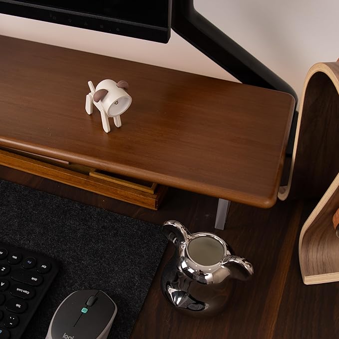 ROCDEER Bamboo Monitor Stand Riser with Acrylic Legs for Desk, 31.5 Inches Desktop Shelf Supports for PC Computer Monitor, Laptops, Printer, Speakers (Brown)