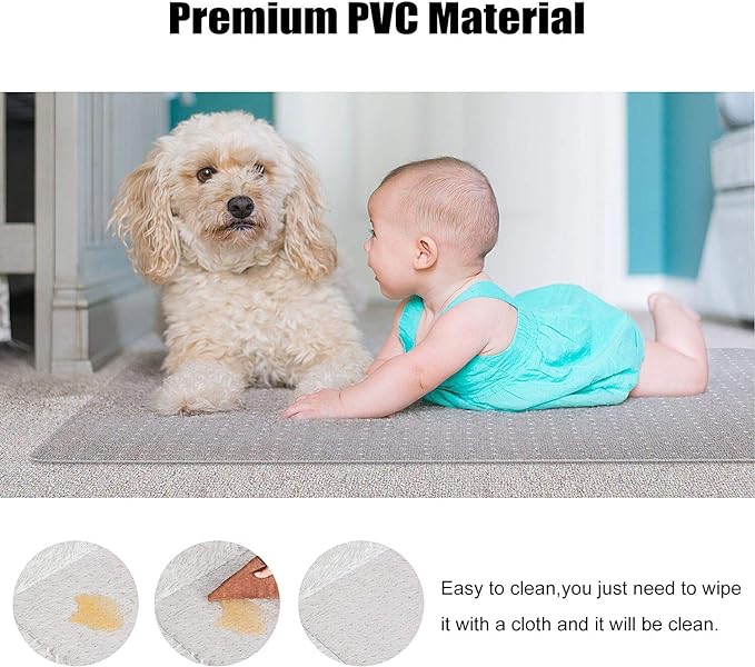 Kuyal Desk Chair Mat for Carpet, 30'' x 48'' Rectangle Transparent Mats for Chairs Good for Desks, Office and Home, Easy Glide, Protects Floors for Low and No Pile Carpeted Floors