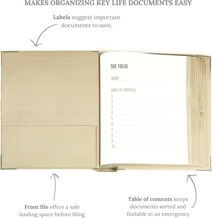 Savor | The Folio™ Document Organizer 2025 Edition | Premium Life Binder Acid-Free Custom Dyed Cloth-Bound Accordion Organizer w/ 10 Expandable Pockets | File Folders for Home Organization (Slate)