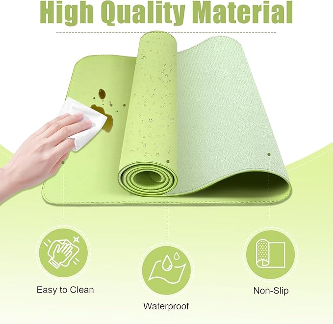 Leather Desk Pad Protector, Mat, Large Mouse Pad, Non-Slip Blotter, Laptop Desk Pad - PU Leather Writing Pad for Office and Home (Matcha Green, 31.5" x 15.7")