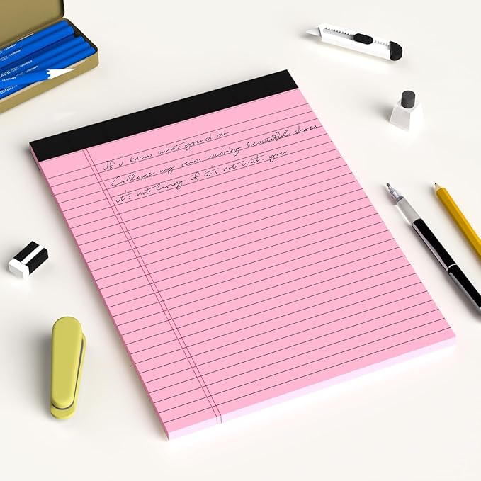 AILZFEI Colored Legal Pads 8.5 x 11 Note Pads 8.5 x 11 inch, Wide Ruled Clear Print Writing Pads 30 Sheets/Pad, 80gsm Colored Paper, Perforated Notepad with Sturdy Back (3 Pads)