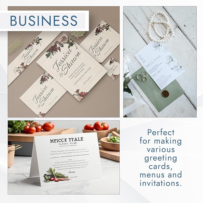 MOS Off-White Cardstock Paper 8.5 x 11 Inch (110 Sheets) — Heavyweight Cream Card Stock for Invitations, Menus, Certificates, Crafting, Business, Printer Compatible