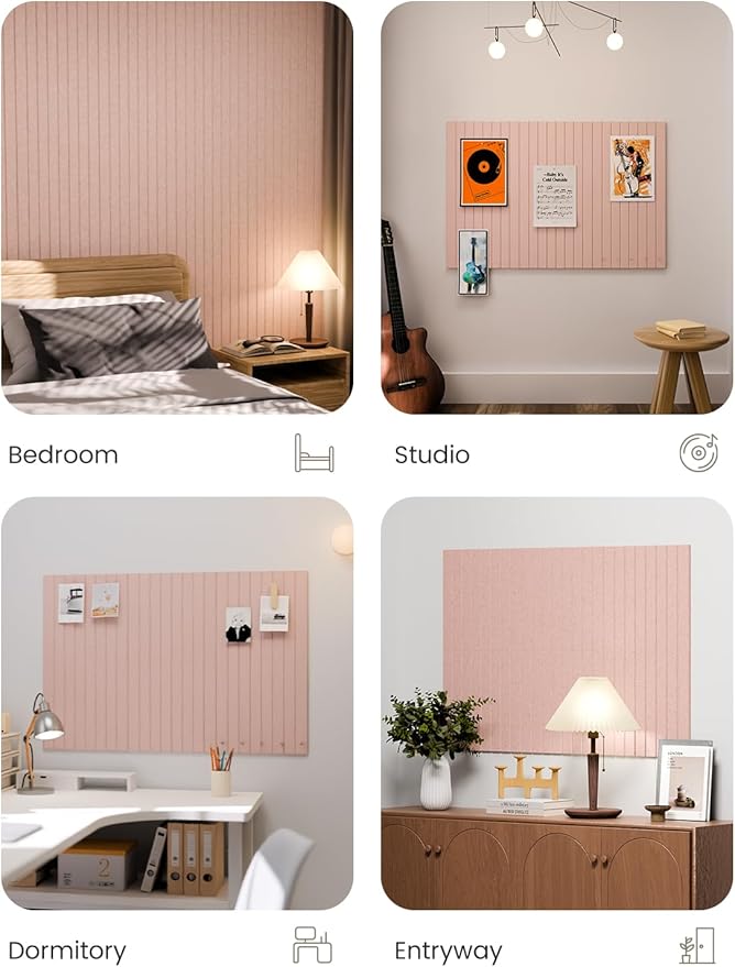 Fluxynara Large Felt Bulletin Board 36" x 24" Cork Board Alternative-6 Pack with 40 Safe Removable Adhesive Tabs, Cork Boards for Walls Cork Board for Home Office Classroom Pin Board (Pink)