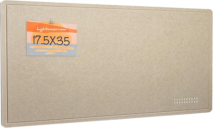Bulletin Board, 35 x 17 1/2 inches Felt Board - Decorative Pin Board, Cork Board Alternative for Wall, Foldable Self-Adhesive Vision Board Prayer Board with 20 Pushpins Beige Brown