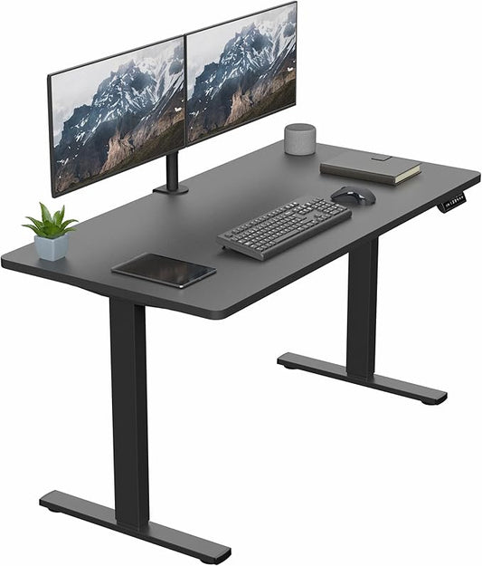 VIVO Electric 55 x 28 in Standing Desk, Memory Height Adjustment, 1B Series, Holds 220 lbs, One-Piece Black Top, Black Frame, DESK-KIT-1B55B