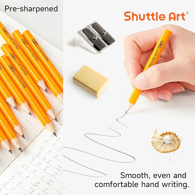 Shuttle Art 600 Pack #2 HB Mini Pencils, Wood-cased, Pre-sharpened for Kids & Teachers, Classroom Essentials, Back to School Supplies