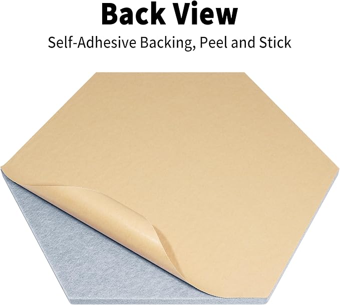 12'' Medium Hexagon Cork-Bulletin Board Tiles Adhesive 10PCS 12x10 inch Frameless Sticky Corkboard Hex Felt Pin Board for Office-Wall Decor, Removable Hexagonal Tack Pinboard with 30 Pushpins